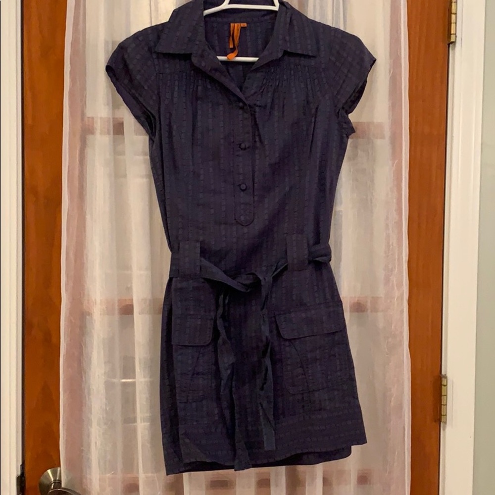 Purple short sleeve cotton dress